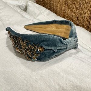 NEW! Blue Velvet Bow Headband with Bow and Embellishments